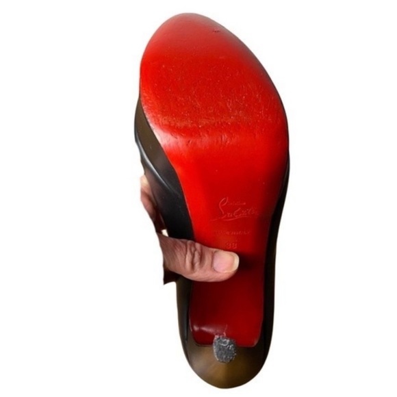 Christian Louboutin Black Lady Peep Heels Platform Peep Toe Stilettos Size 8 - Picture 7 of 16